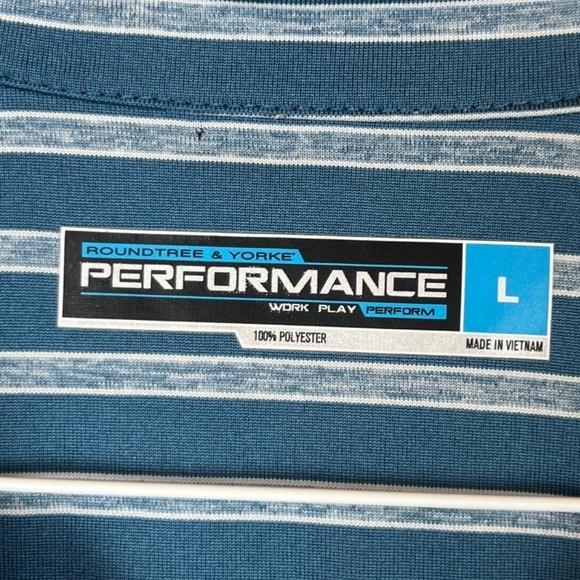 Roundtree & Yorke Performance Blue Striped Polo; Size L; EUC - Picture 2 of 7
